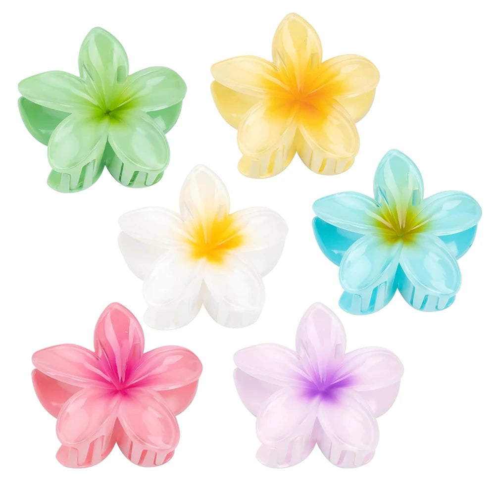 Tropical Hawaiian Flower Hair Claw Clips